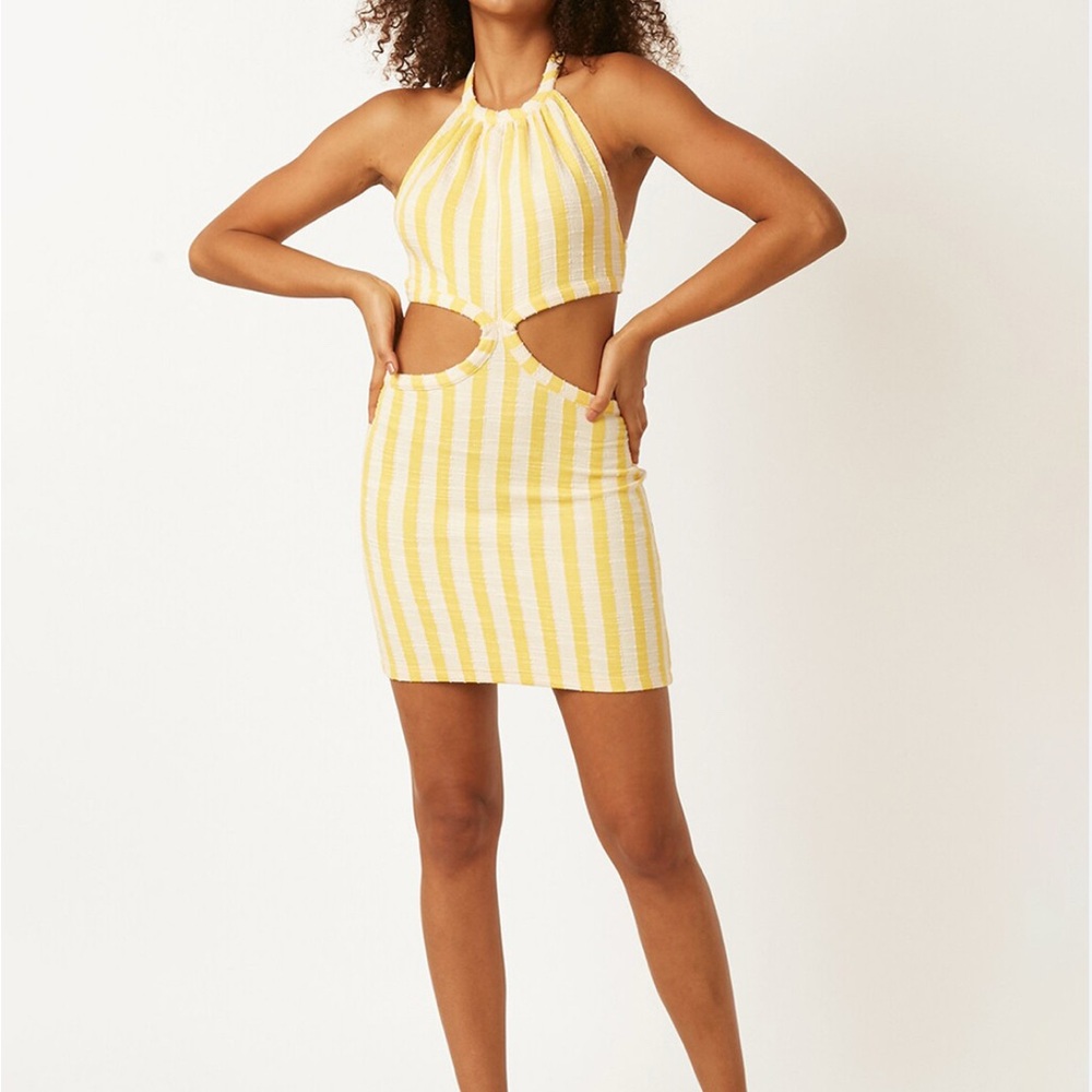 Forever 21 Yellow and White Striped Midi Dress